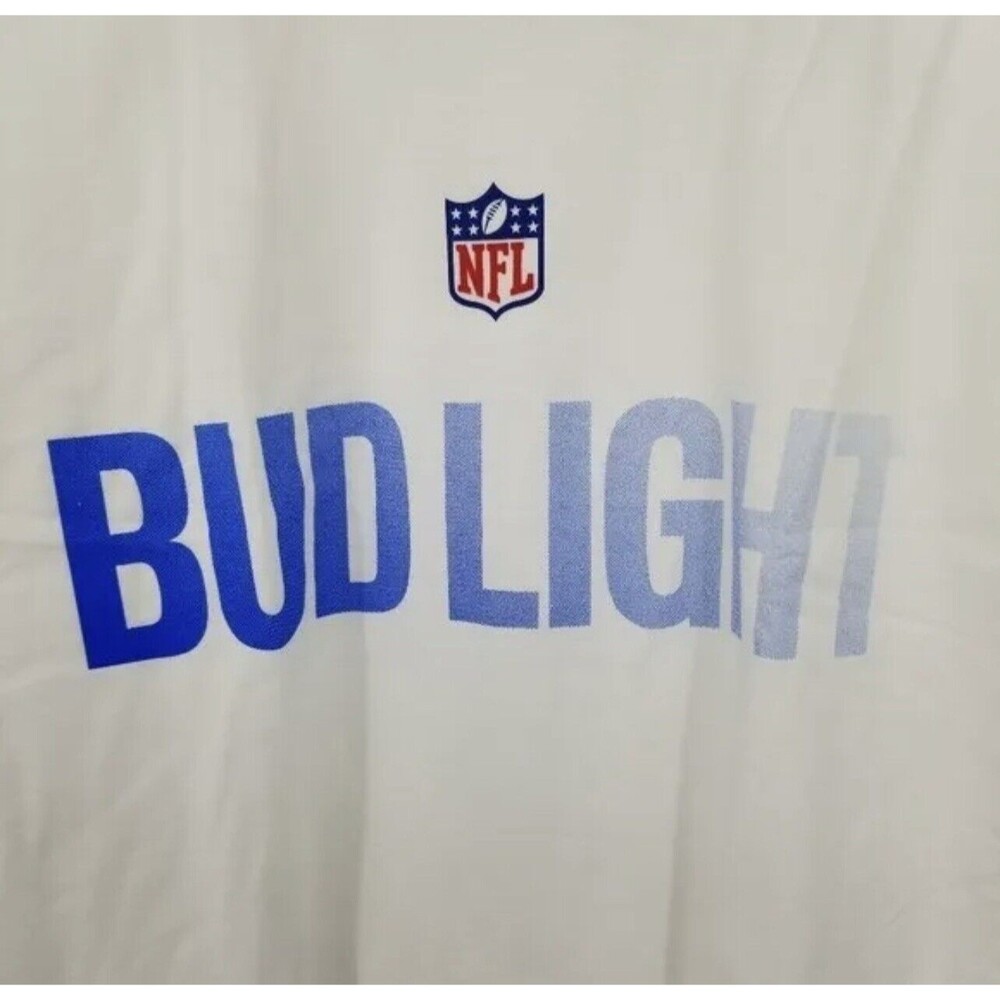 New promo In Bag NFL Bud Light Graphic White Short Sleeved Shirt Size XL